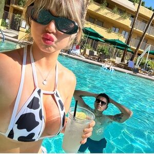 💕 cow print halter bikini